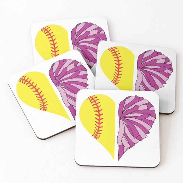 Item preview, Half softball heart and half purple pom pom heart designed and sold by PepaAnaRB.
