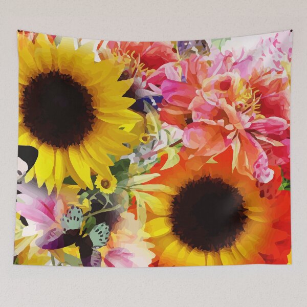 Item preview, Summer flowers, sunflowers, peony floral mask, cute, cool designed and sold by Collagedream.