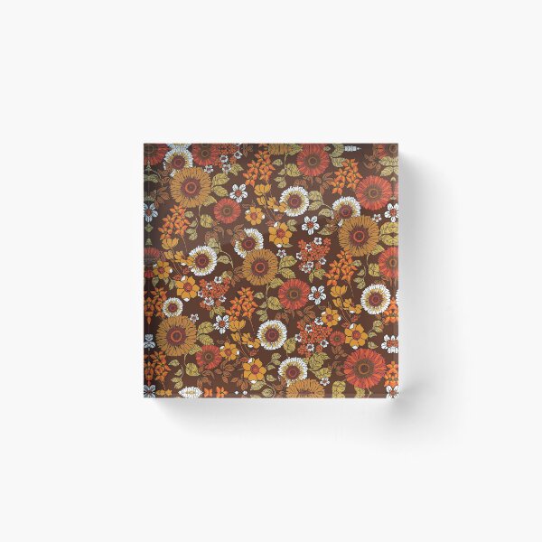 Item preview, 70s vintage boho flowers, orange, browns, hippie, flower power designed and sold by chrissyink.