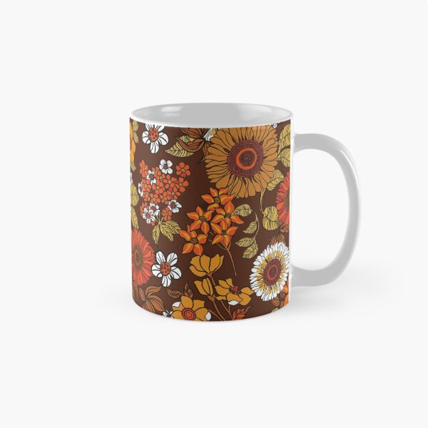Item preview, 70s vintage boho flowers, orange, browns, hippie, flower power designed and sold by chrissyink.