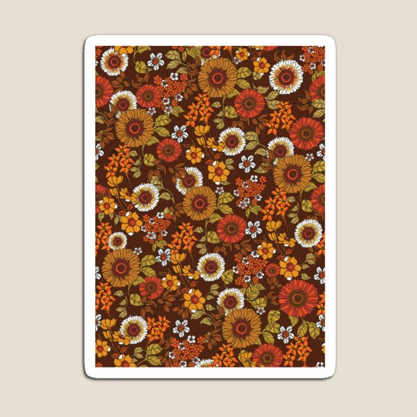 Item preview, 70s vintage boho flowers, orange, browns, hippie, flower power designed and sold by chrissyink.