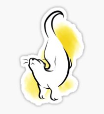Watercolour Water Cat - Yellow Sticker
