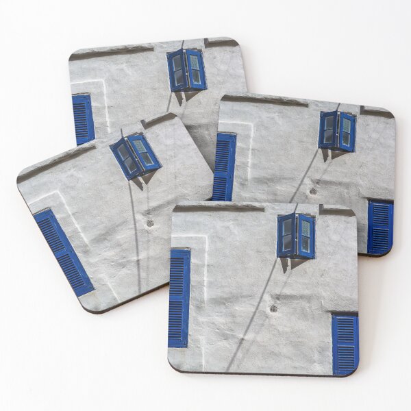 Item preview, Three blue windows in white stone wall designed and sold by lena-maximova.