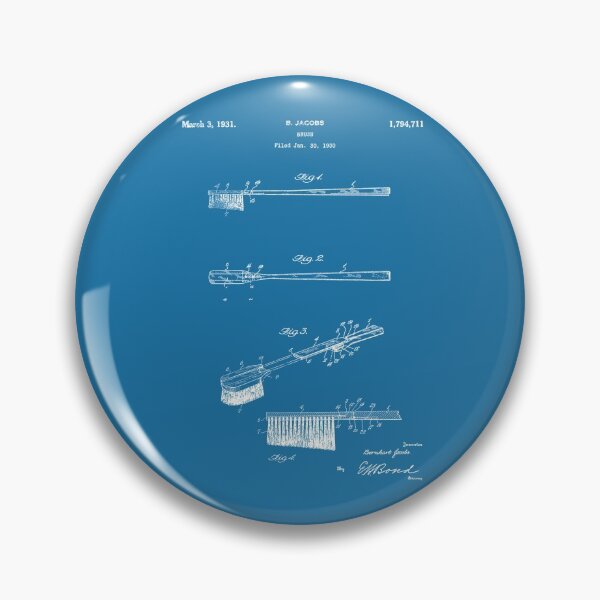 Item preview, Tooth Brush 1931 patent white designed and sold by InkedArtPrints.
