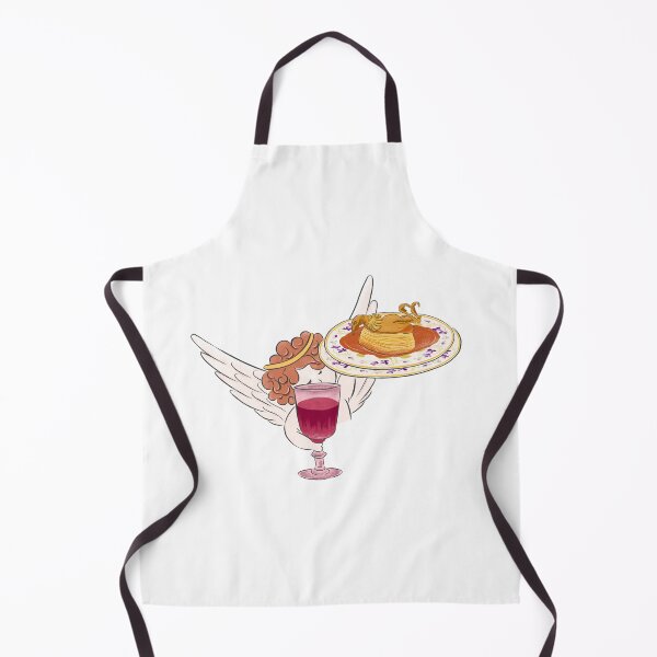 Item preview, Illustration of Little angel holding a glass of red wine and a plate of lasagna box roasted quail designed and sold by iswenyi.