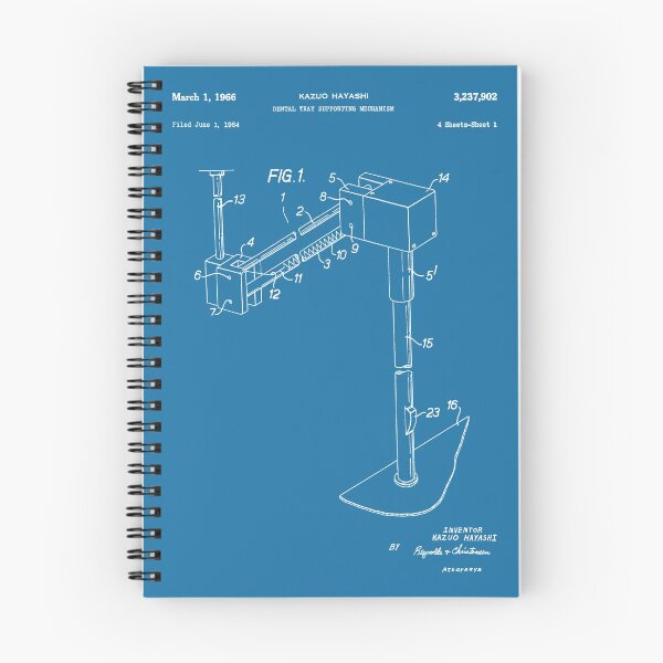 Item preview, Dental Tray Supporting Mechanism 1966 patent white designed and sold by InkedArtPrints.