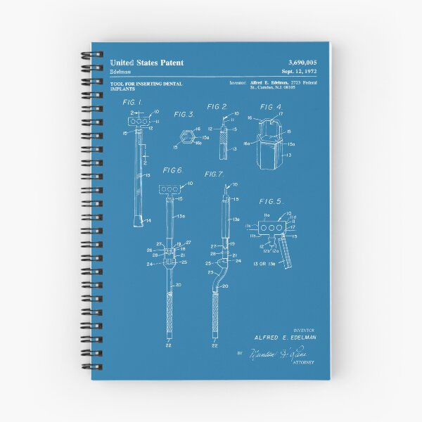 Item preview, Tool for Inserting Dental Implants 1972 patent white designed and sold by InkedArtPrints.