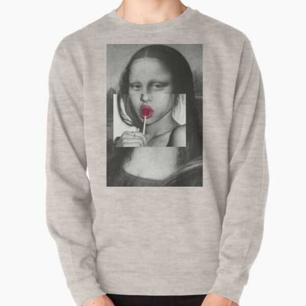 Mona Lisa Sucking Lollipop Pullover Sweatshirt
