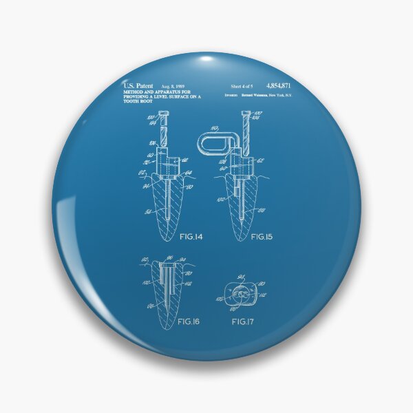 Item preview, Method and apparatus for providing a level surface on a tooth root 1988 patent white designed and sold by InkedArtPrints.