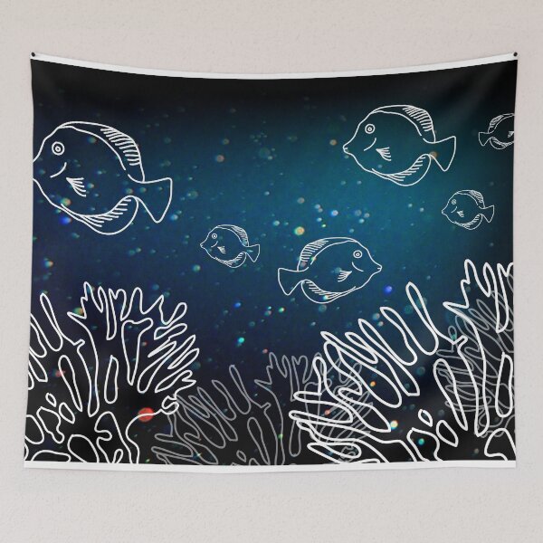 Item preview, SEA LOVE - BLACK - MINIMALIST - FISHES - TROPICAL FISHES  designed and sold by Tropical Blood.
