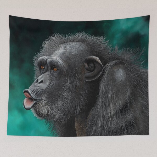 Item preview, Pucker up sweetie chimpanzee portrait painting designed and sold by Debra Dickson.