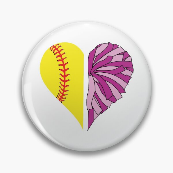 Item preview, Half softball heart and half purple pom pom heart designed and sold by PepaAnaRB.