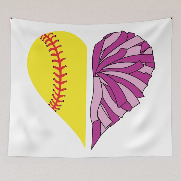 Item preview, Half softball heart and half purple pom pom heart designed and sold by PepaAnaRB.