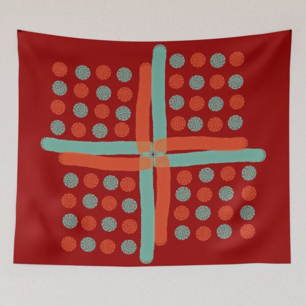 Item preview,  Orange and blue dots on grid designed and sold by Aura-E.