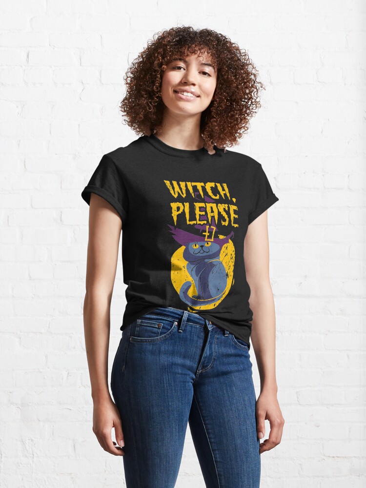 Alternate view of Halloween Kitty Witch Please Grunge Classic T-Shirt