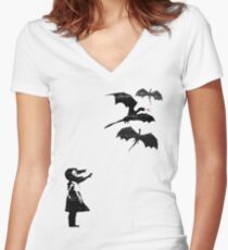 Dragons Will Be Dragons Women's Fitted V-Neck T-Shirt