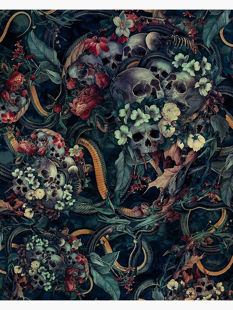 Thumbnail 3 of 3, Art Print, Skulls and Snakes designed and sold by rizapeker.