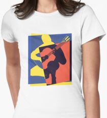 Pop Art Acoustic Guitar Player Women's Fitted T-Shirt
