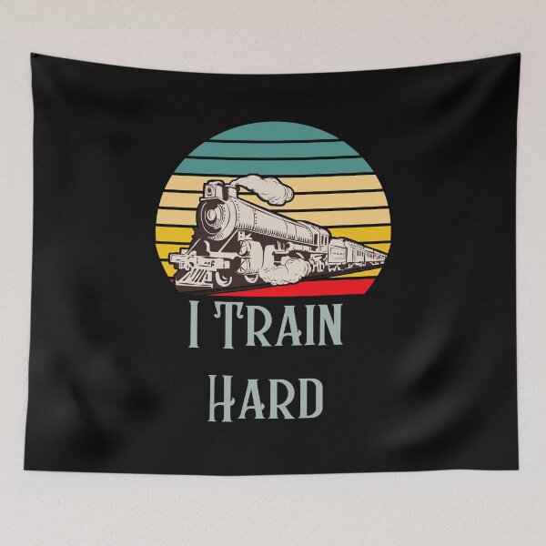 Item preview, I train hard - retro fun train lover, train nerd or locomotive fan  designed and sold by HaychGee.