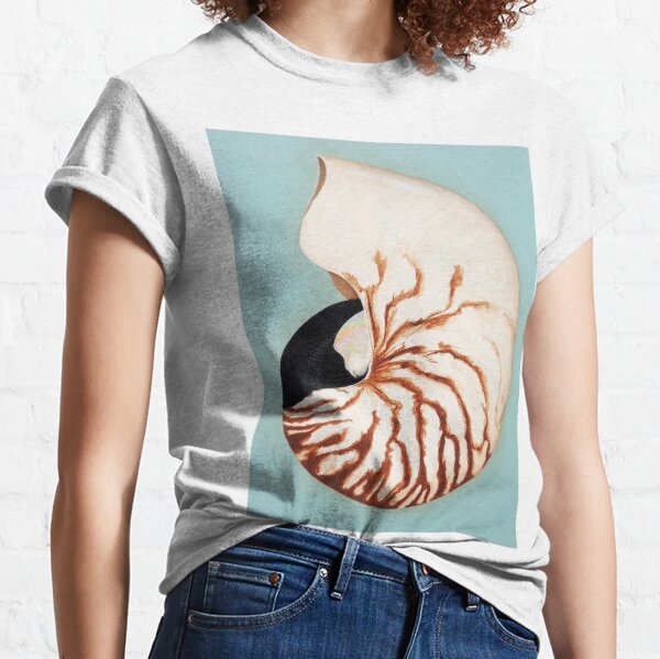 Nautilus Shell Beautiful Blue Teal Green Cephalopod Creature Painting Classic T-Shirt