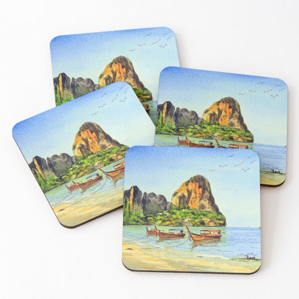 Item preview, Long-tail Boats At Railay Beach Krabi Thailand designed and sold by William Holkham.