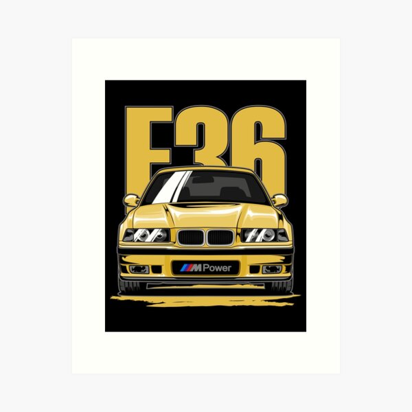 Yellow M3 E36 Coupe Art Print