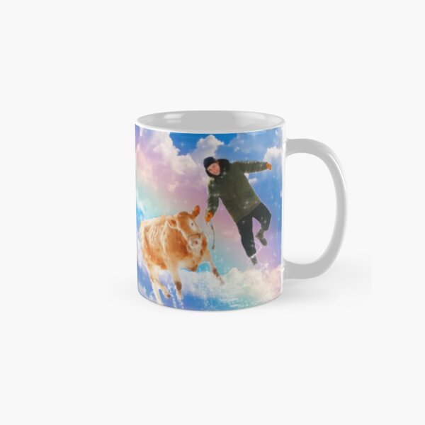 robert pattinson with a cow on a rainbow Classic Mug