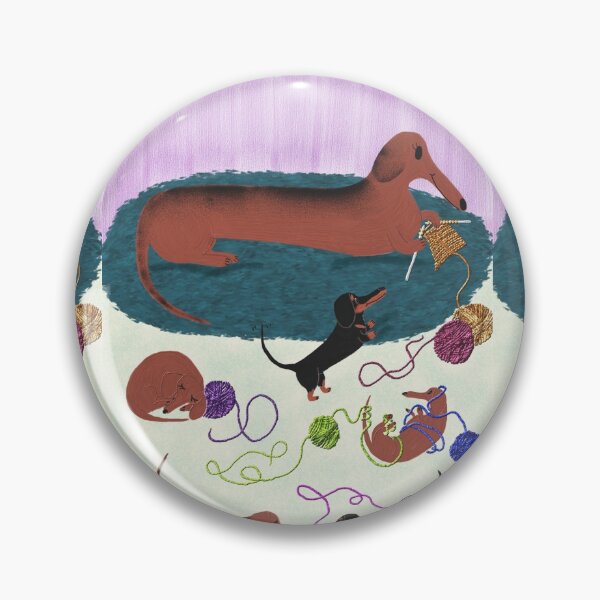 Item preview, Knitting Dachshund designed and sold by DebiCady.
