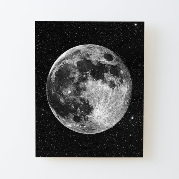 Full Moon Wood Mounted Print