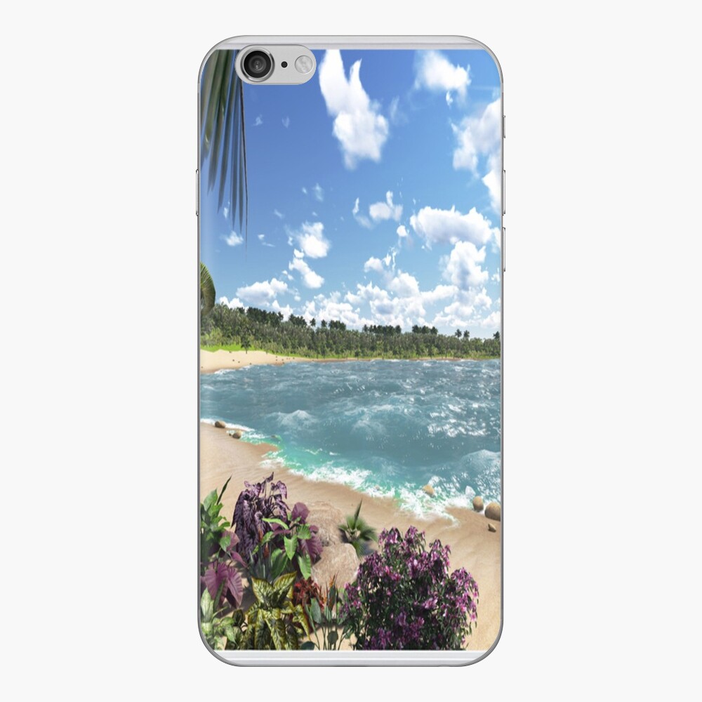 Beautiful Beach Window Views of Tropical Island, mwo,x1000,iphone_6_skin-pad,1000x1000,f8f8f8
