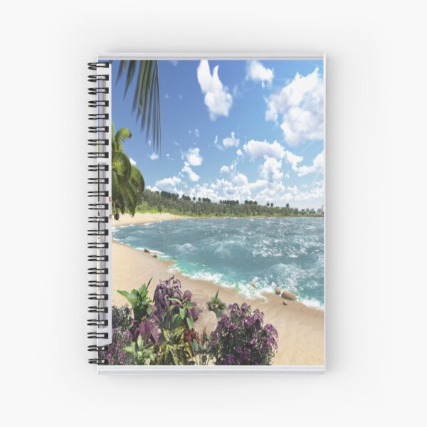 #Summer, #tropical, #beach, #water, sand, sea, island, travel, idyllic, sky, nature Spiral Notebook