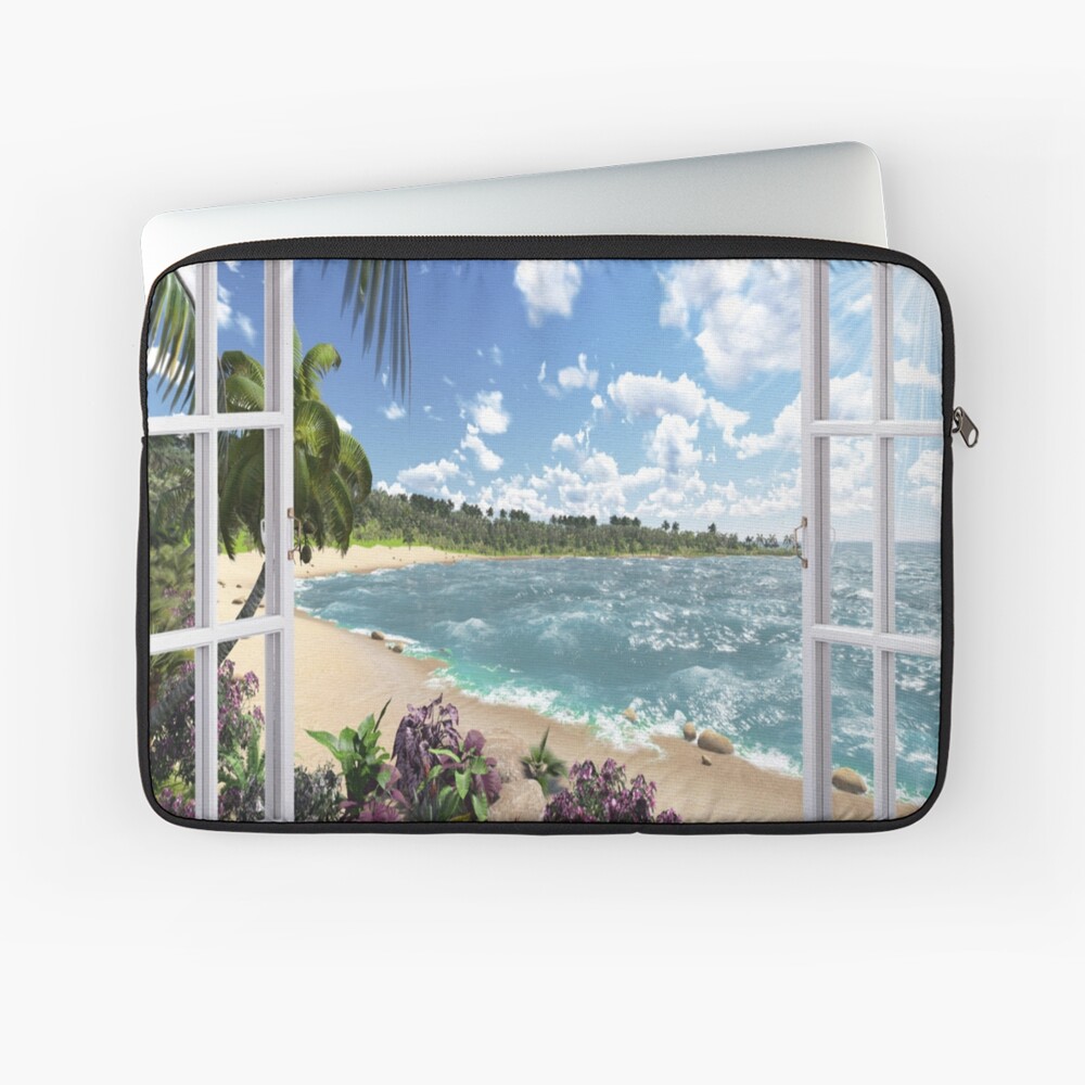 Beautiful Beach Window Views of Tropical Island, ls,13inch,x1000-c,90,0,1000,1000-bg,f8f8f8