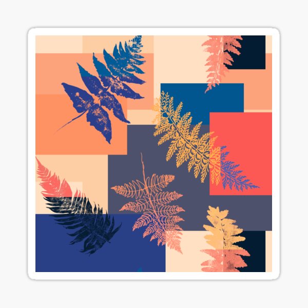 Bright Blocked Ferns Sticker