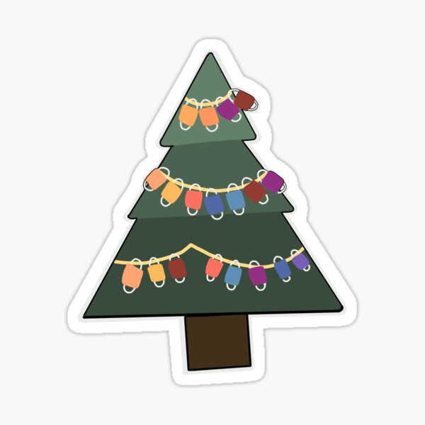 Masks on a Christmas Tree Sticker