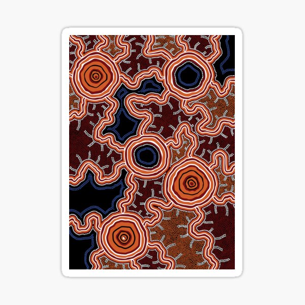 Authentic Aboriginal Art - Pathways to Water Sticker