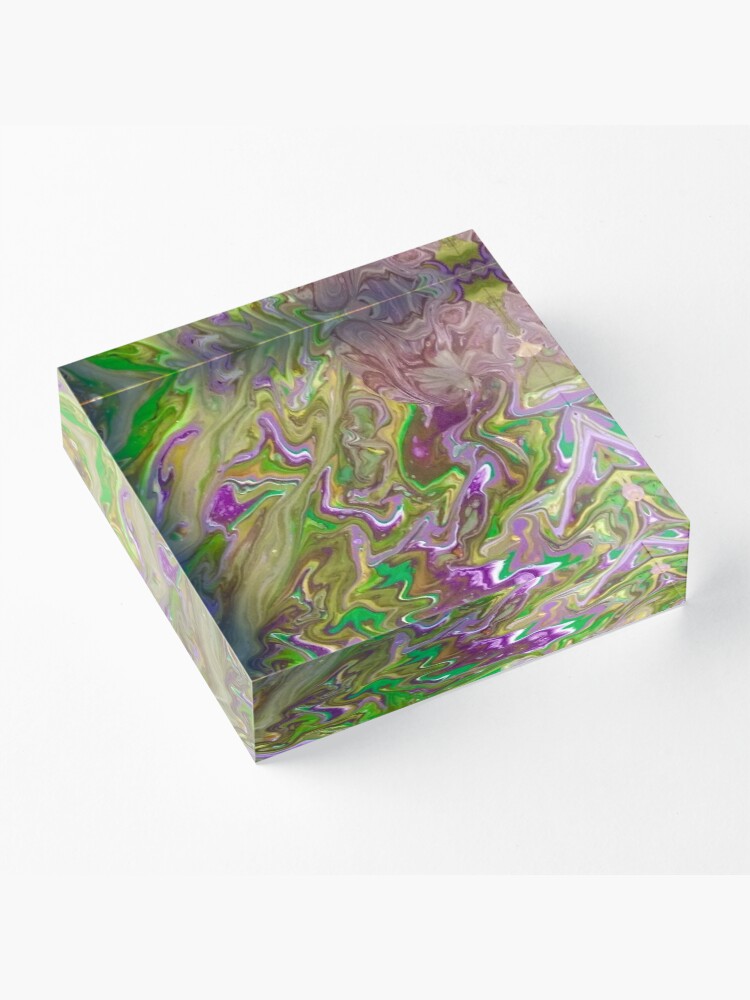 Alternate view of Abstract Painting-"Mardi Gras'g"-Mardi Gras Acrylic Block