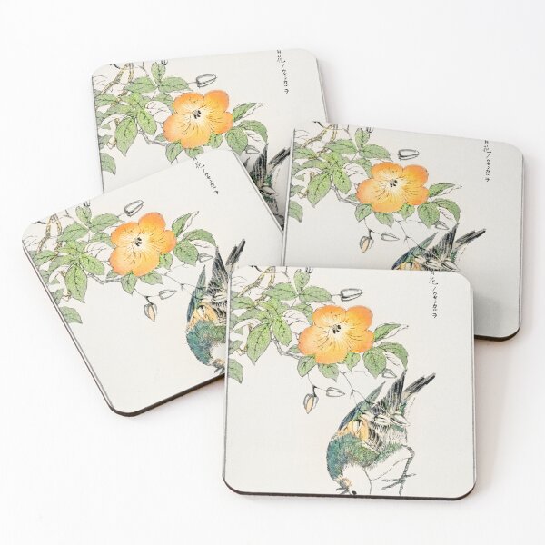 Item preview, grey starling and cercidiphyllum japonicum illustration designed and sold by Bird-Lore.