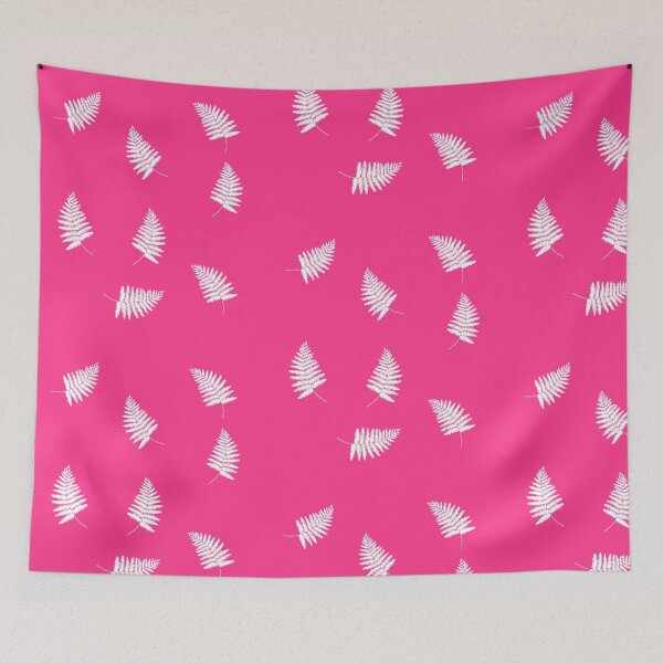 Item preview, White ferns on shocking pink designed and sold by BerylBez.