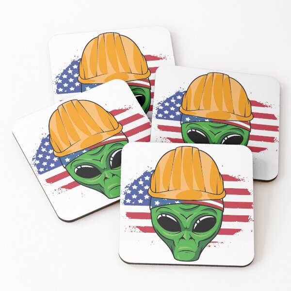 Item preview, Patriotic Construction Worker Alien Funny Sci Fi designed and sold by MasterKlaw.