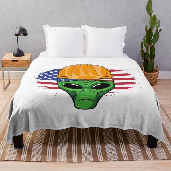 Item preview, Patriotic Construction Worker Alien Funny Sci Fi designed and sold by MasterKlaw.