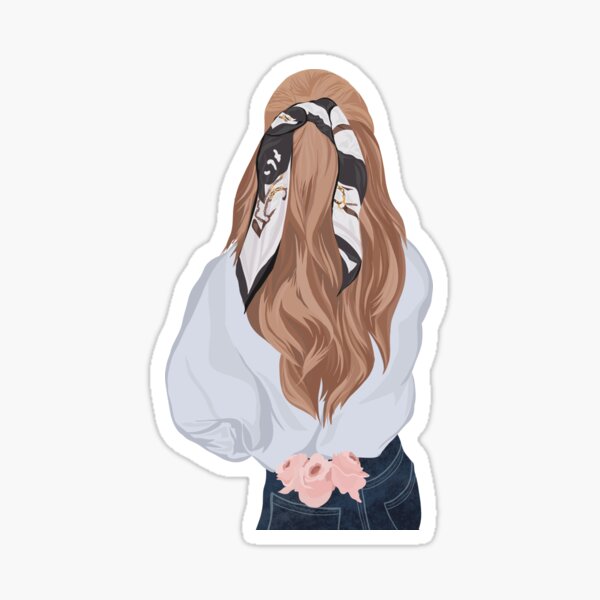 Fashion Girl with Scarf - Brunette Hair | Sticker