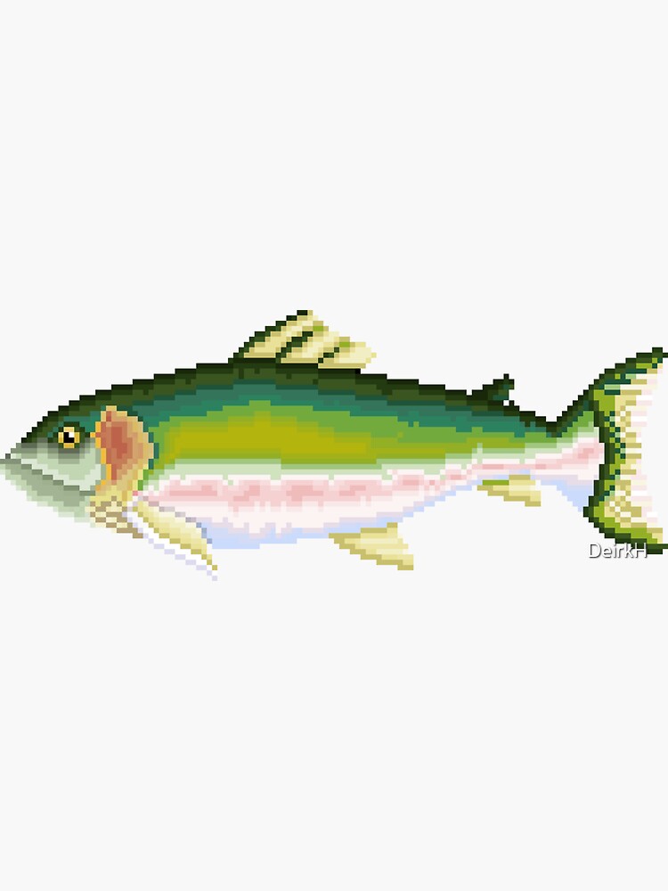 " Rainbow trout on pixel art" Sticker by DeirkH Redbubble