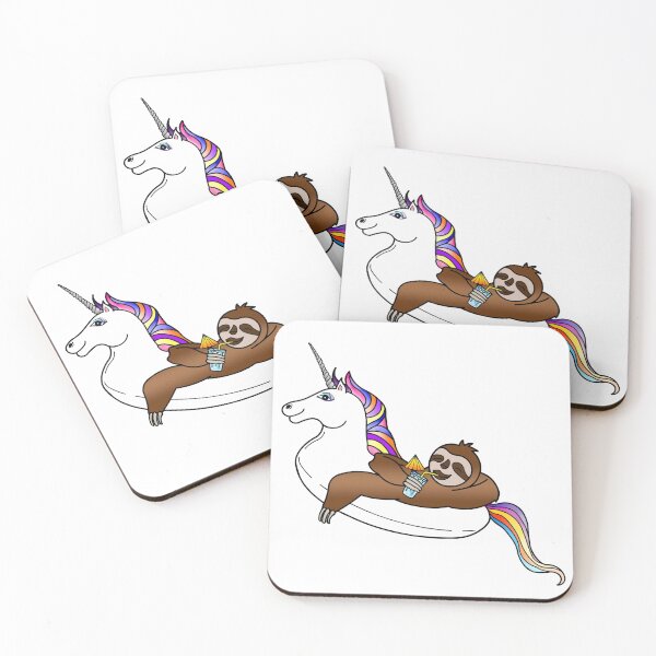 Item preview, Sloth Chilling on a Unicorn Float sipping a Fruity Umbrella Cocktail  Drink  designed and sold by MelindaLedsome.