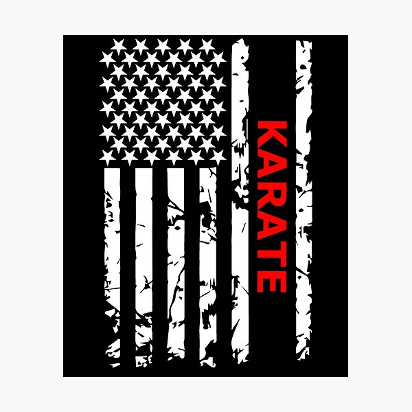 Item preview, Karate Cool Black And White USA Flag designed and sold by sportsfans.