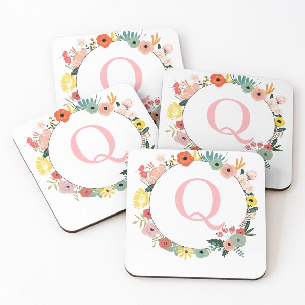 Item preview, Monogram/Initial Floral Wreath Letter Q designed and sold by APrettyView.