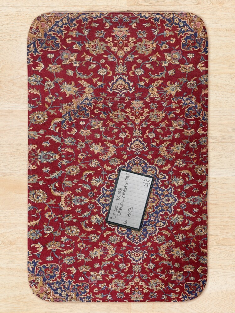 Alternate view of Lebowski's tape bowling playoffs Bath Mat