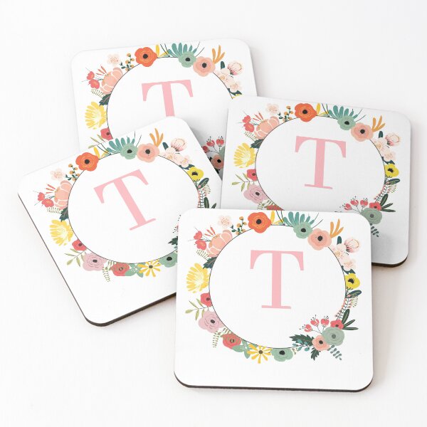 Item preview, Monogram/Initial Floral Wreath Letter T designed and sold by APrettyView.
