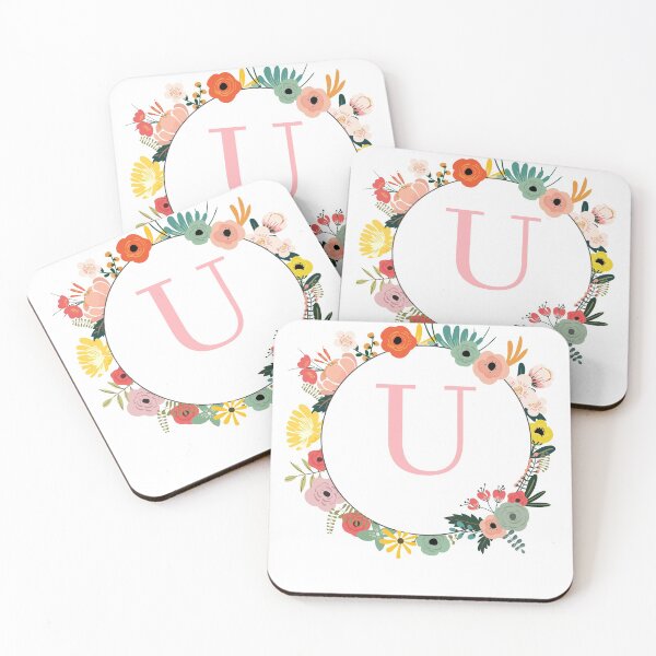 Item preview, Monogram/Initial Floral Wreath Letter U designed and sold by APrettyView.