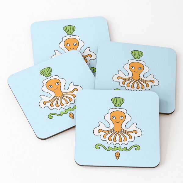 Item preview, Cute Cartoon Octopus with shell and conch, sea creature - Orange and Green designed and sold by Twist Design.