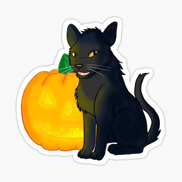 Halloween Black Cat and Jack O'Launtern Sticker
